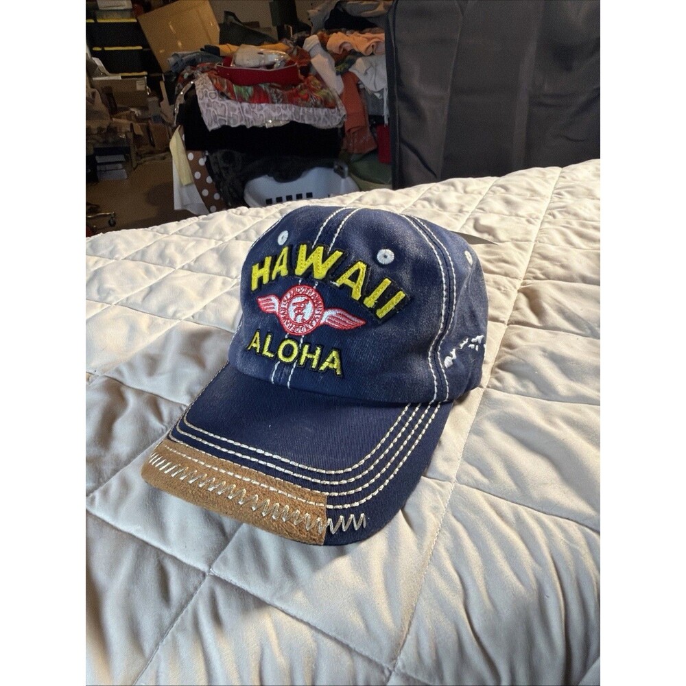 Hawaii Aloha Cap Hat Adult Adjustable Black Vintage Looking Cotton Island NWT